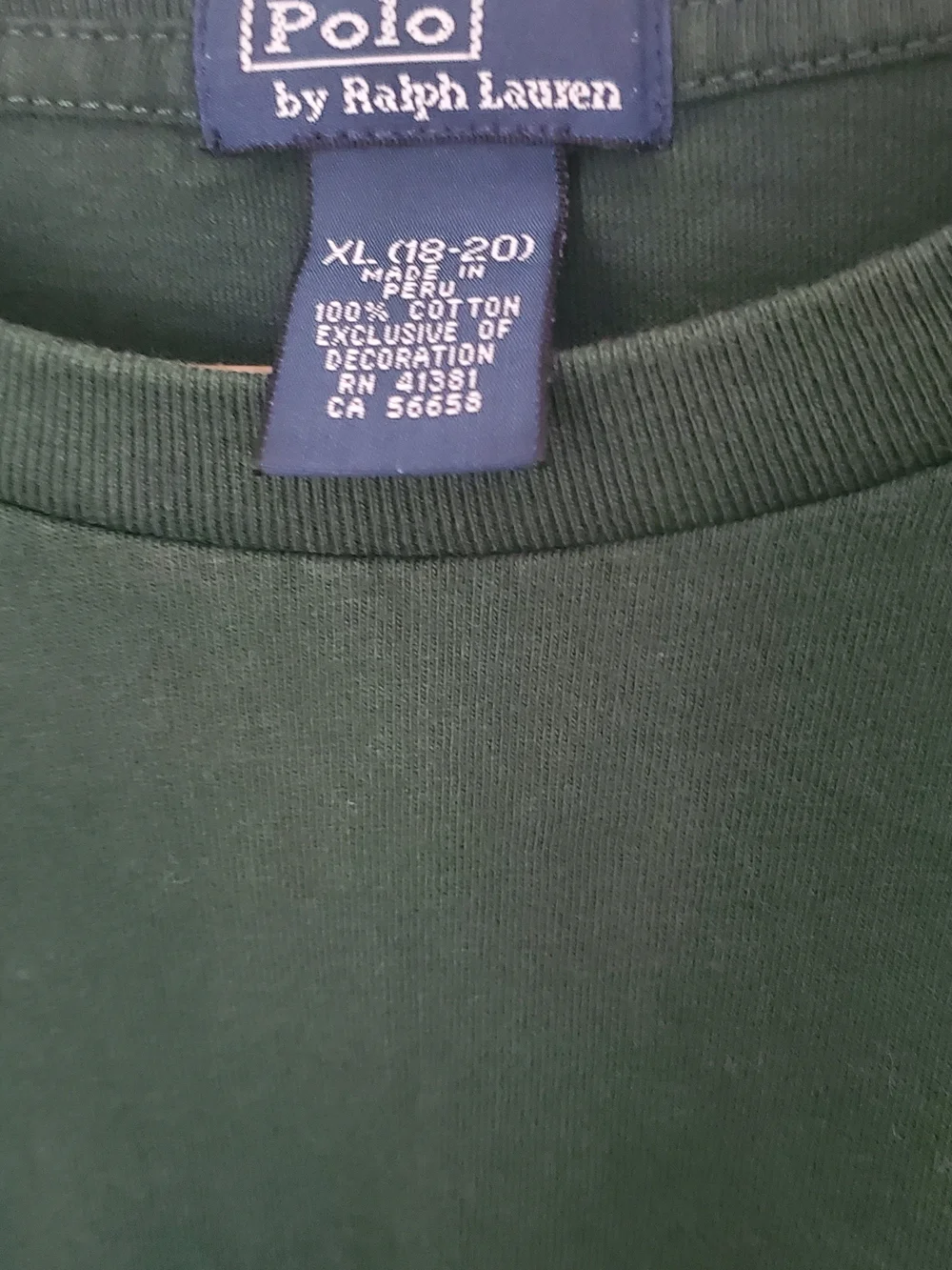 Ralph Lauren Forest Green Crew Neck Tee with Red Pony Accent